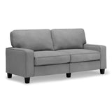 Palisades 73" Track Arm Sofa, Easy Care Polyester, Soft Pillow Back, Pocket Coil Seat Cushions, Removable Covers, Loveseat or Couch for Small Spaces, Living Rooms or Bedrooms, Glacial Gray