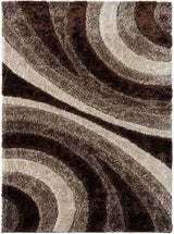 Lantanas Collection 7070 Brown 5x7 Modern Shag Geometric Area Rug