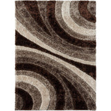 Lantanas Collection 7070 Brown 5x7 Modern Shag Geometric Area Rug