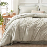 Queen Comforter Set 7 Pieces Bed in a Bag - Olive Green Queen Soft Bedding Set