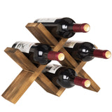 4-Bottle Countertop Rustic Brown Wood Wine Rack