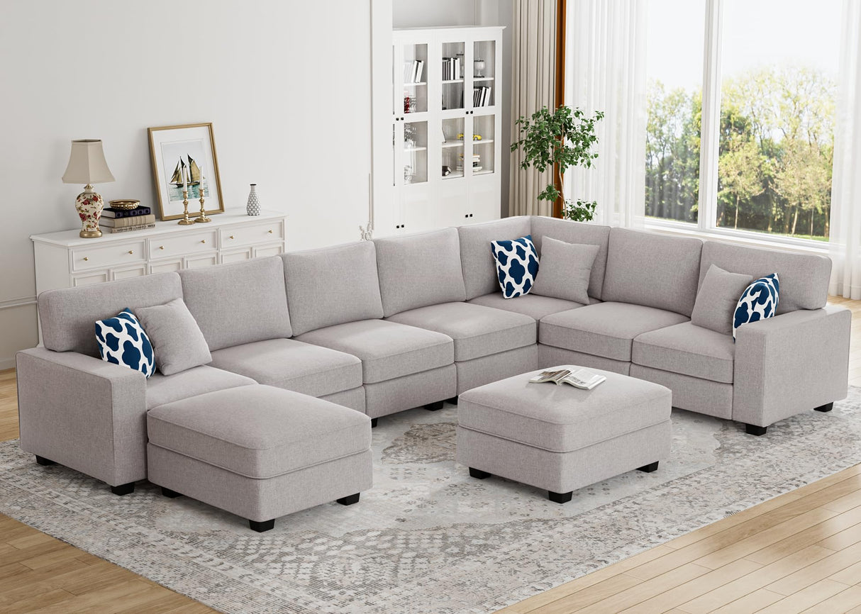 Modular Sectional Sofa U Shaped Sofa Couch with Ottoman Modern Reversible