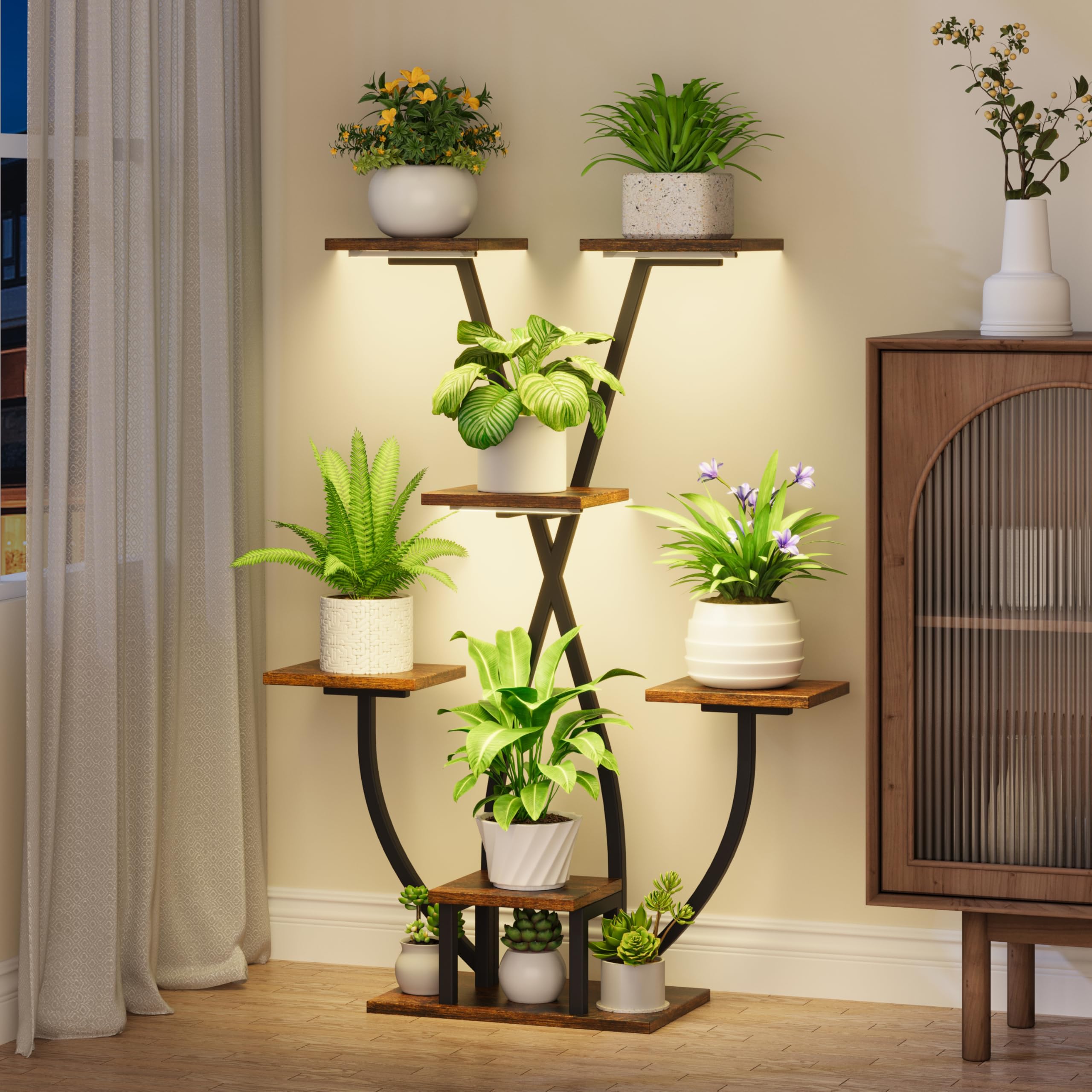 LumiNest 7 – Corner Plant Stand with Grow Lights