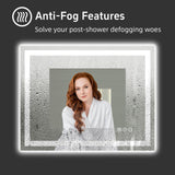 40x32 LED Bathroom Mirror - Dimmable Front & Backlit with Anti-Fog