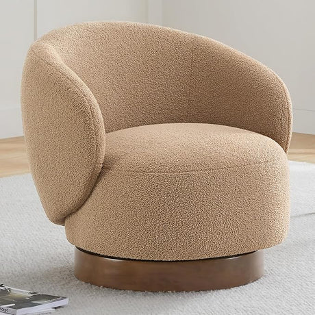 Swivel Accent Chair Round Barrel Armchair Upholstered Performance Fabric for Living Room Bedroom Reading Waitingroom,2 PCS,Cream