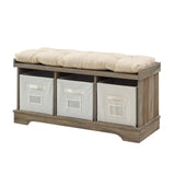 Farmhouse Entryway Shoe Storage Bench Totes Upholstered Cushion Hallway Organizer,