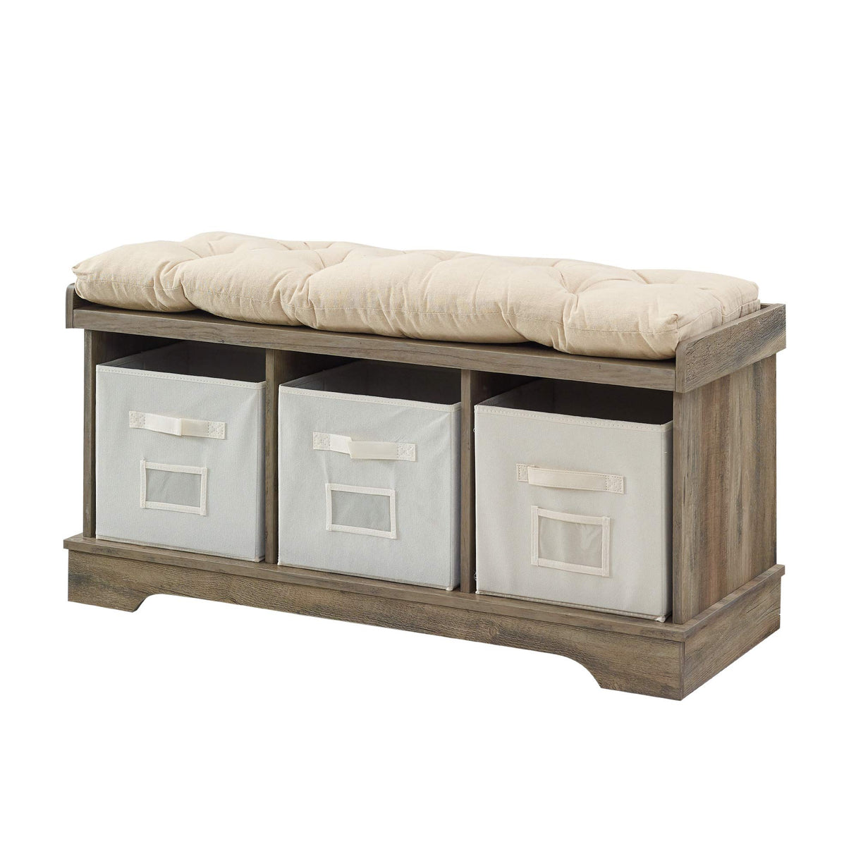 Furnishings 42" Modern Farmhouse Entryway Storage Bench - Grey Wash