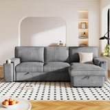 Reversible Sleeper Sectional Sofa W/Pull Out Sleep Couch Bed and Reversibl Storage