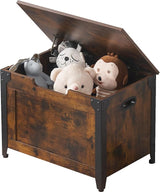 Chest, Lift Top Storage Trunk with 2 Safety Hinges, Barn Style Organizer, Wooden Entryway Bench