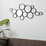 Metal Abstract Room Wall Mirror Bubble Cluster Entryway Mirror, Wall Mounted Mirror 24" x 1" x 52", Black