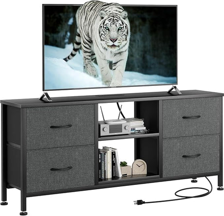 TV Stand Dresser for Bedroom, Entertainment Center with Power Outlet for 50" TV,