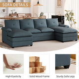 Sectional Couches for Living Room, U-Shaped Couch 4 Seat Sofa Set with Double Chaises,