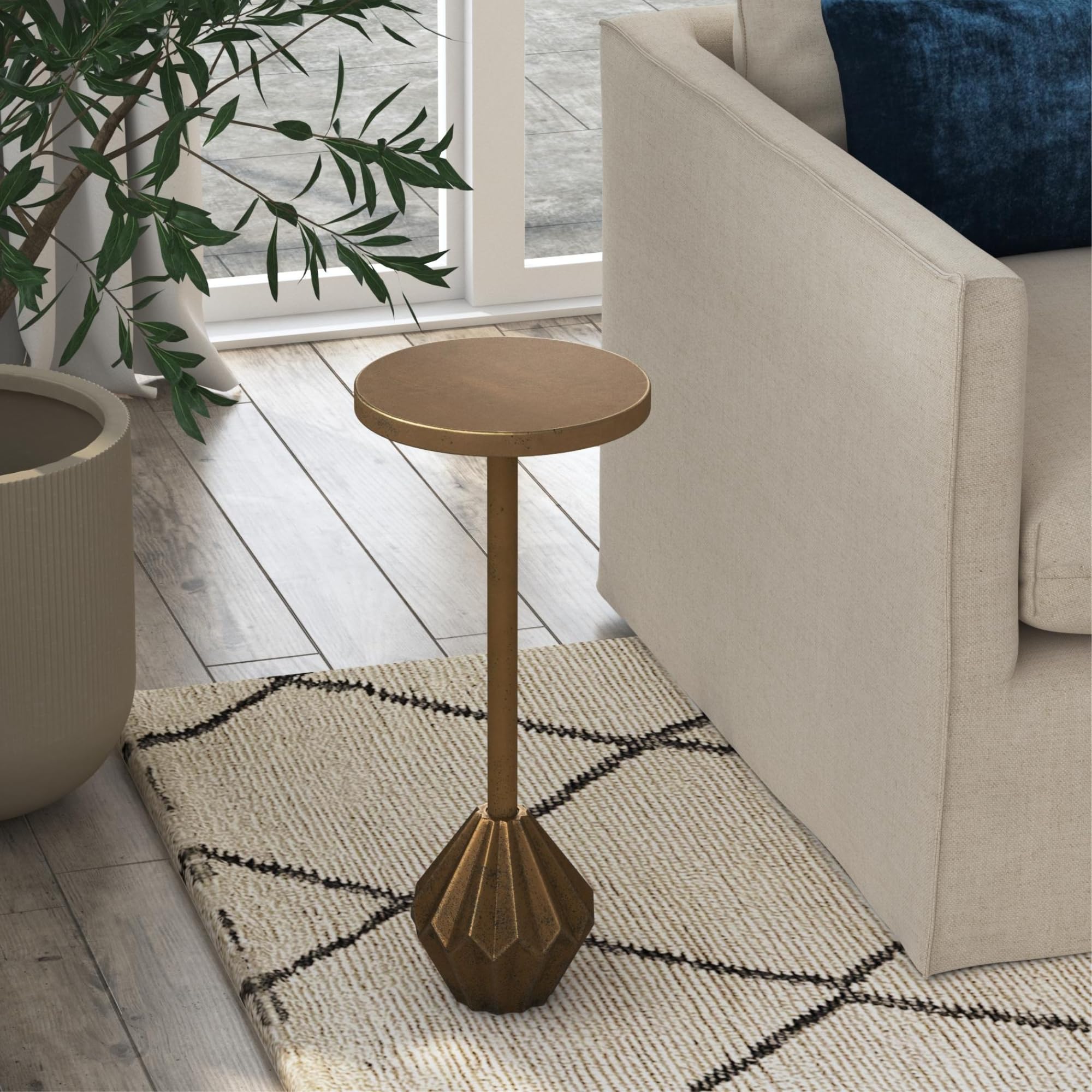 Bohemian Geometric Metal Martini Table, 10” Wide