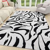 Modern Abstract Zebra Rug, Washable Black and White Cow Print Rug 6x9,