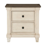 Penza 2-Drawer Nightstand, Antique White/Rosy Brown