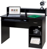 Essential Computer Desk, Hutch with Pull-Out Keyboard, Black