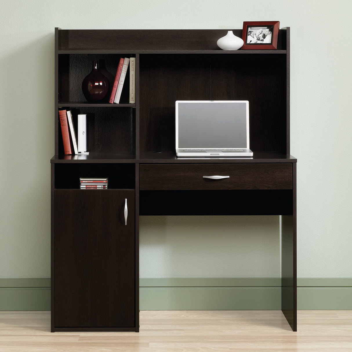 Beginnings Transitional Desk with Hutch, Cinnamon Cherry finish