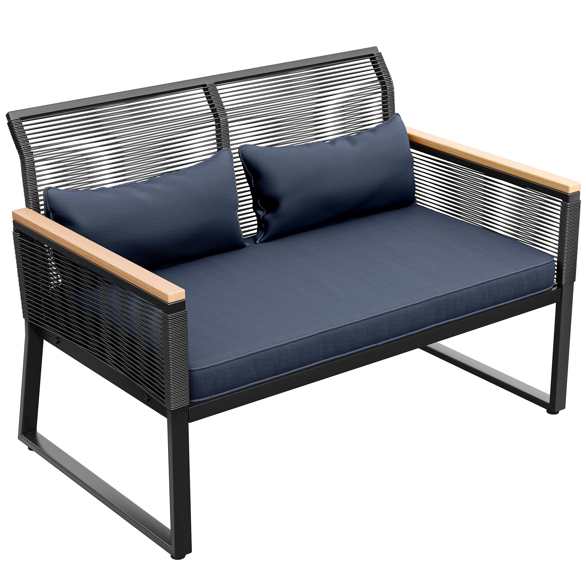 Patio Loveseat Wicker Outdoor Furniture, All Weather Rattan Conversation