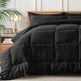 Queen Bed in a Bag - 7 Pieces Dark Grey Comforter Set, Lightweight All Season Ultra