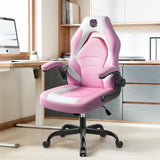 Ergonomic Gaming Chair with Lumbar Support - Pink Leather High-Back Office Chair