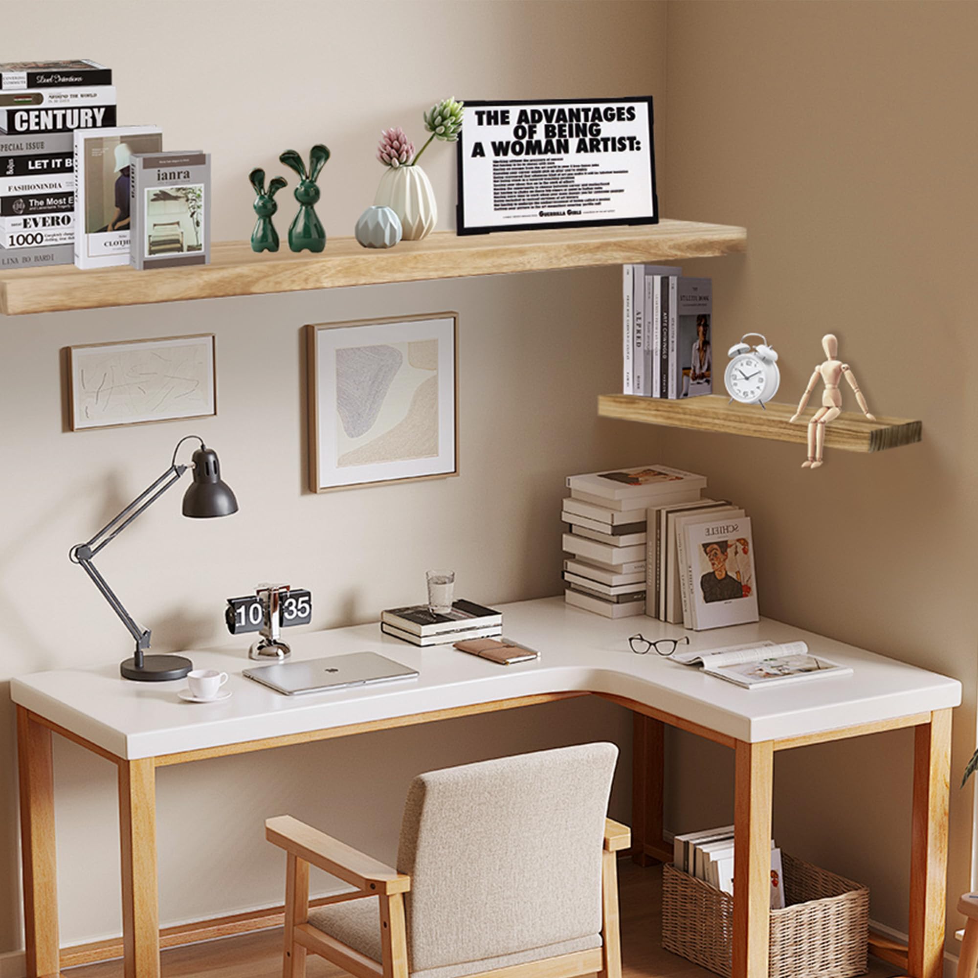 Shelves for Wall, Wood Wall Shelf for Bedroom/Bathroom/Living Room/Kitchen/Home Office Decor
