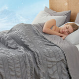 Seersucker Cooling Comforter Queen Size, Q-Max 0.4 Reversible Lightweight Cooling