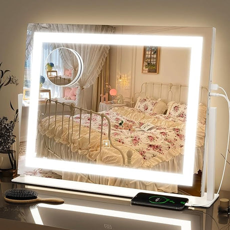 Vanity Mirror with Lights 14"×12" Makeup Mirror with Lights,Lighted Vanity Mirror Tabletop