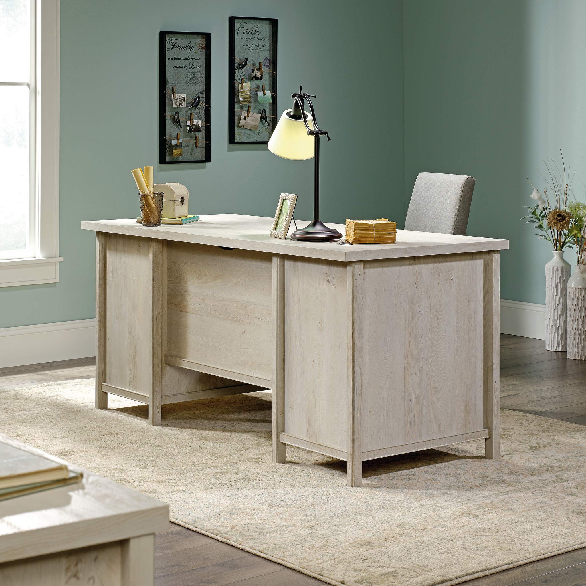 Sauder Costa Office Desk with Drawers, Executive Desk with File Drawer Storage, in Chalked Chestnut