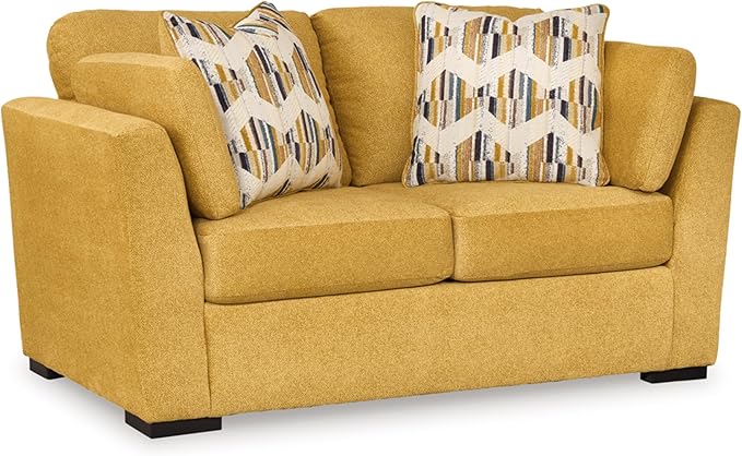 Keerwick Scandinavian Loveseat with 4 Toss Pillows, Blue