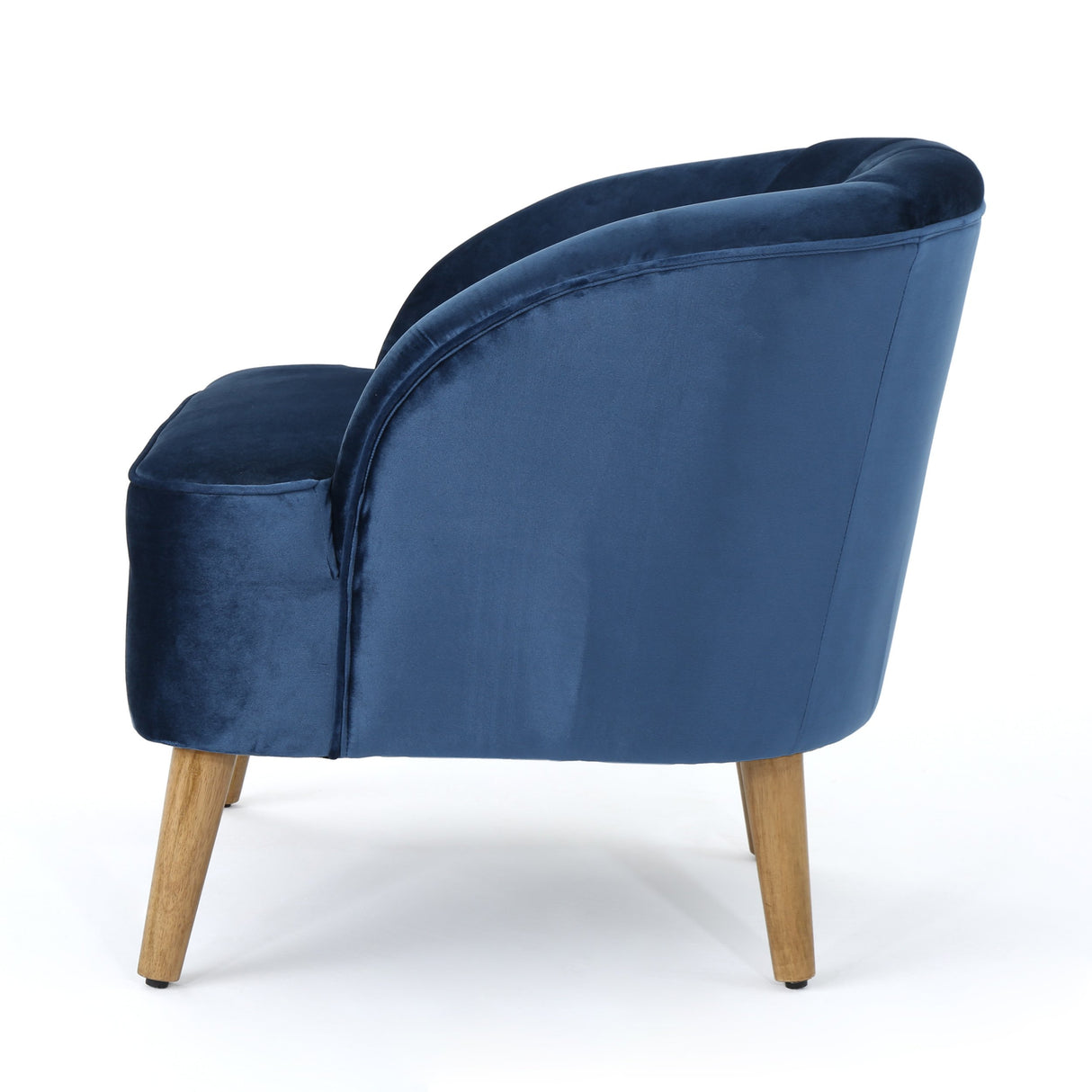 Amaia Modern Velvet Club Chair, Cobalt / Walnut