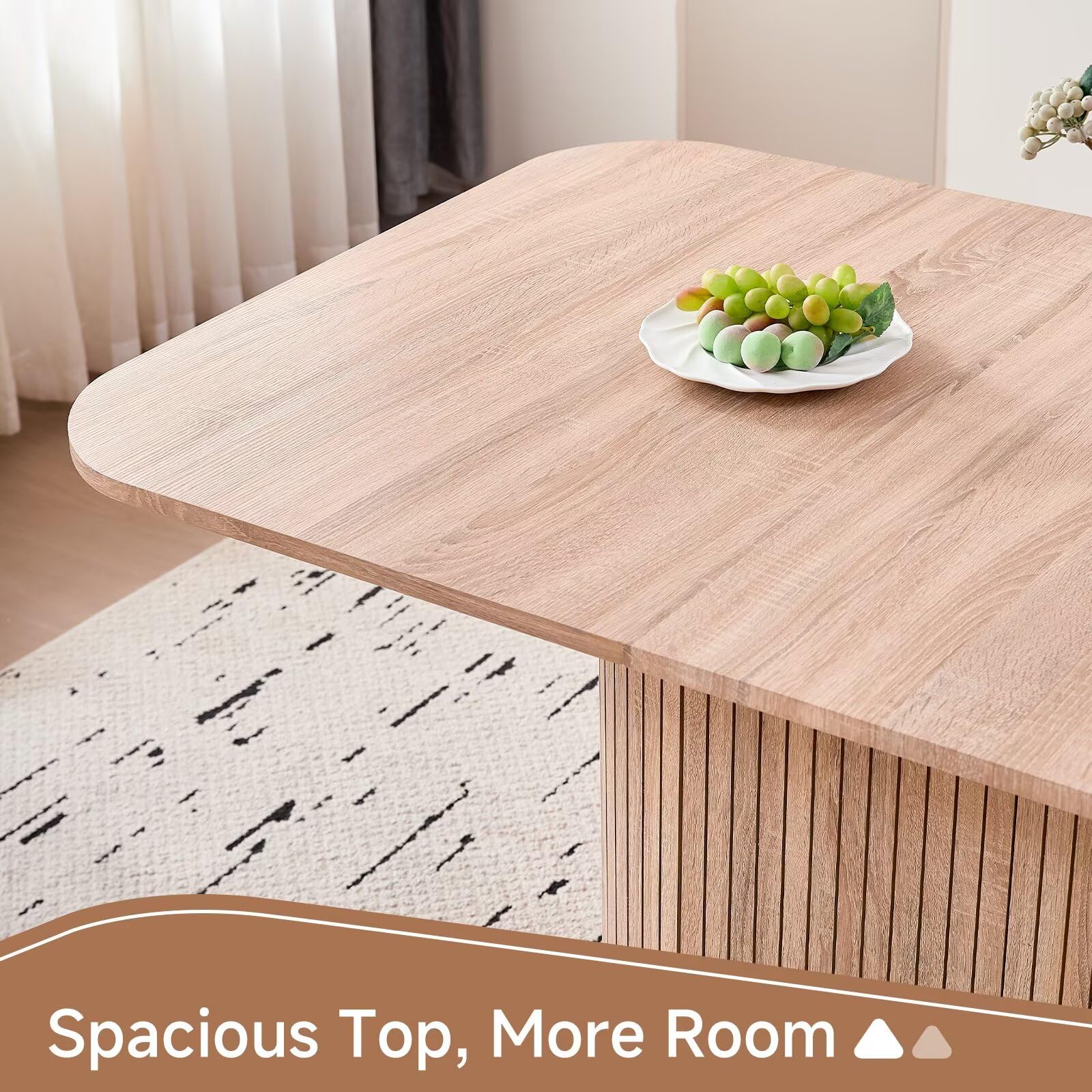 63" Farmhouse Dining Table for 4-6 People with Pedestal Base