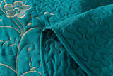 3 Piece Lightweight Bedspread Quilt Set Microfiber Quilt Embroidered Bedspreads Bed Coverlet Set, Lapaz (Teal, Queen)
