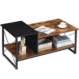 2-Tier Black Coffee Table with Storage Shelf for Living Room/Office Reception, Metal