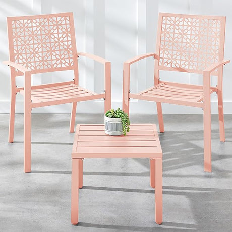 Best Choice Products 3-Piece Outdoor Bistro Set, Stackable Modern Steel Furniture
