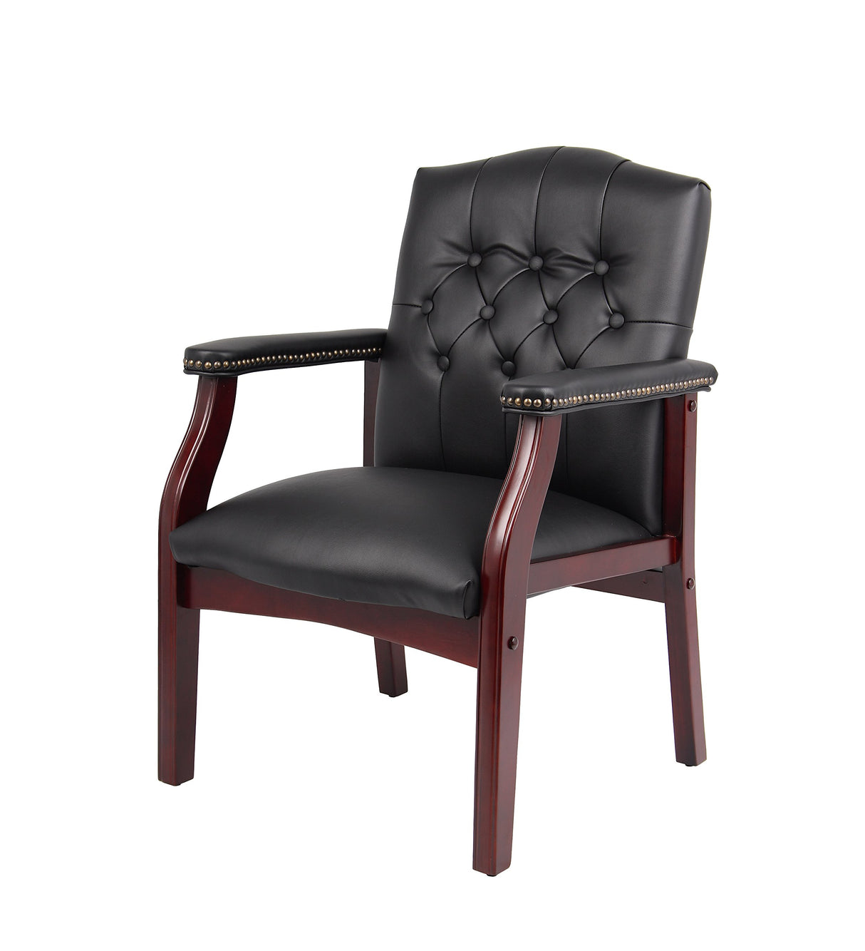 Ivy League Executive Guest Chair, Vinyl, Black