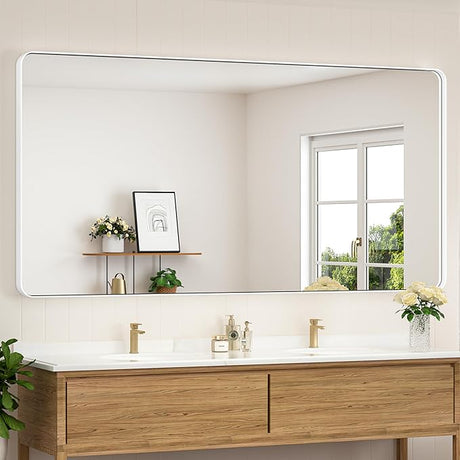 Black Mirrors for Wall, 60” x 36” Large Matte Black Bathroom Mirrors for Over Sink,