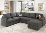 Sleeper Sectional Sofa with Storage Chaise U Shaped Sectional Couch for Living Room