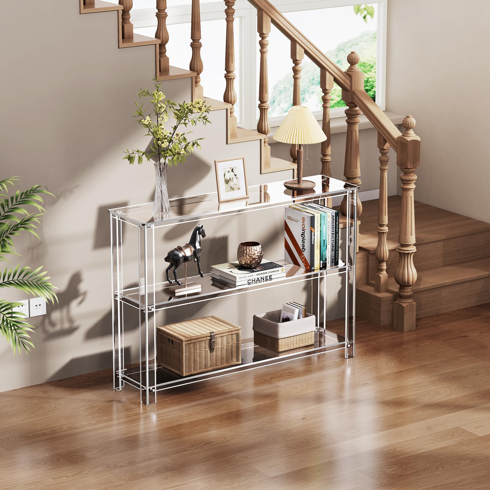 3-Tier Acrylic Console Table with Storage Shelves