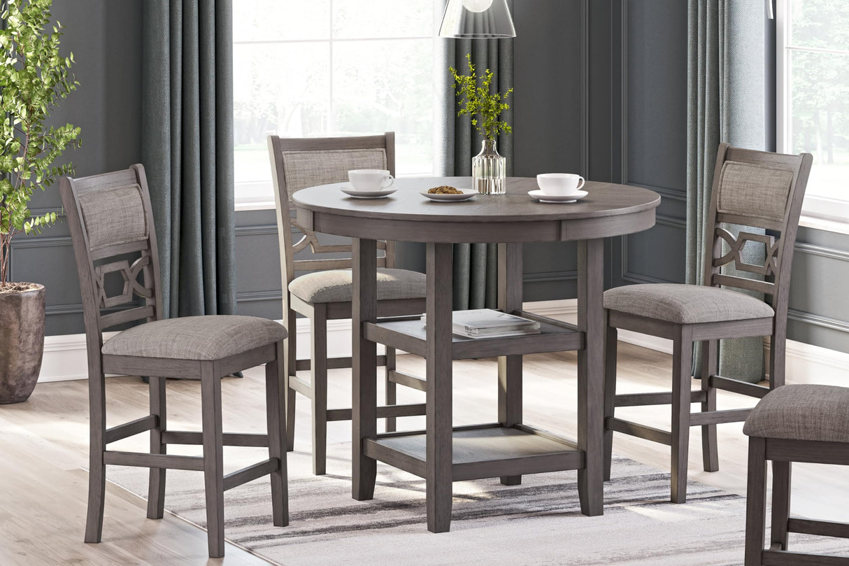 Wrenning Modern Diamond Patterned Counter Height Dining Table and 4 Upholstered Bar