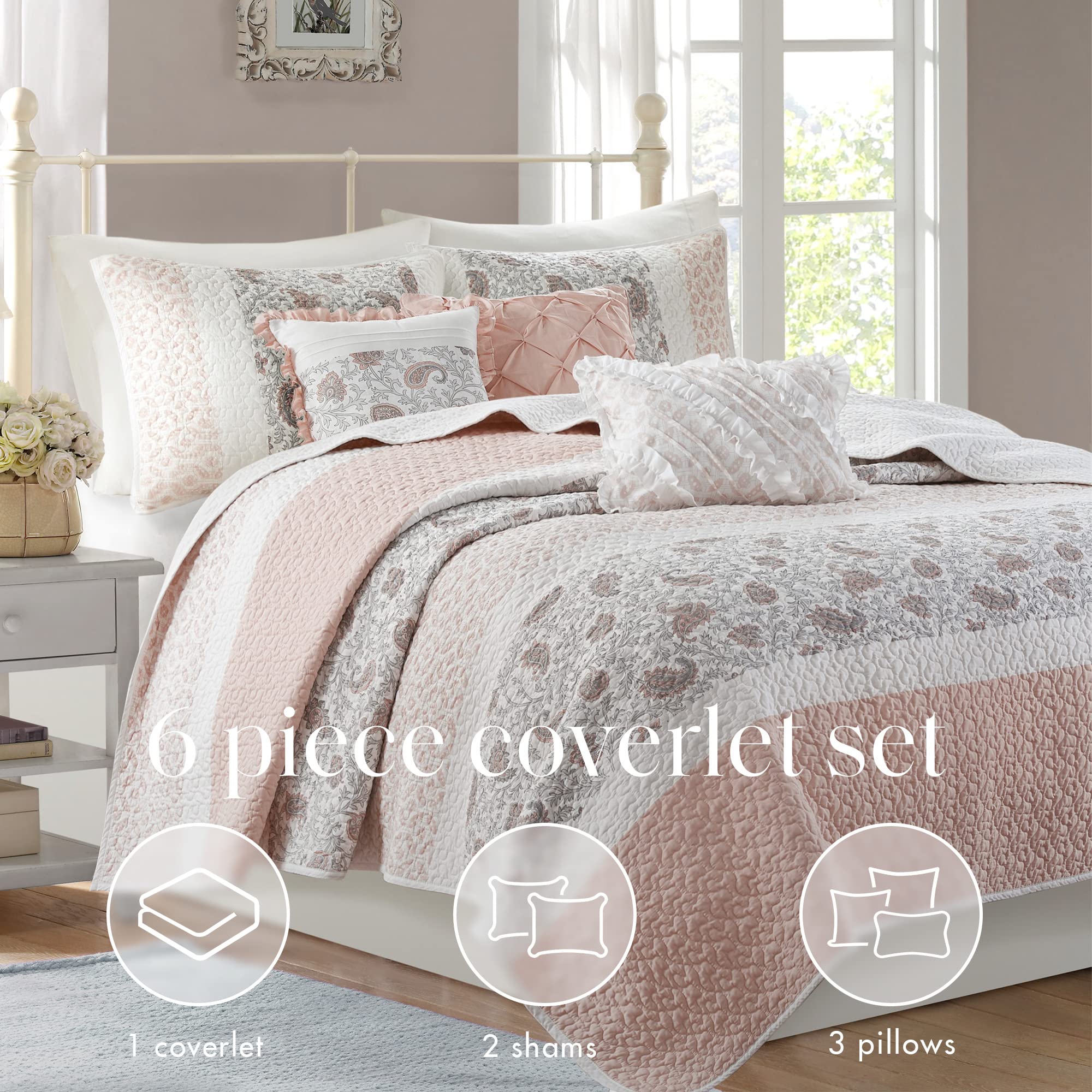 100% Cotton Quilt Set Floral Print, Double Sided Stitching