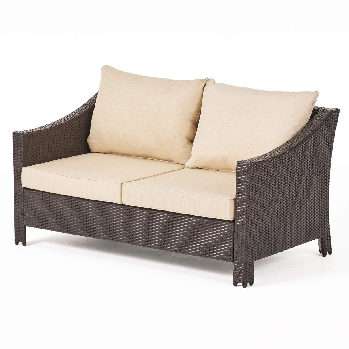 Antibes Outdoor Wicker Loveseat and Table Set with Water Resistant Cushions