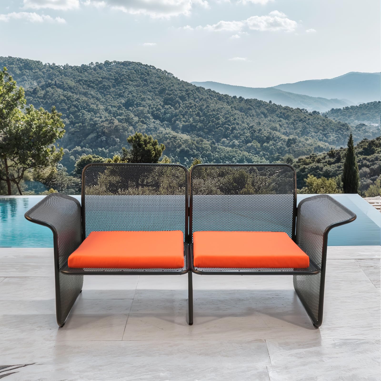 Outdoor Loveseat, All-Weather Metal Patio Furniture Sofa