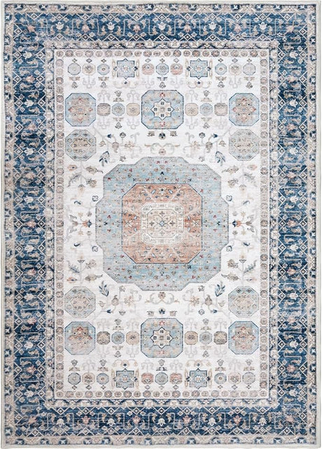 Area Rug 5x7, Vintage Moroccan Washable Rugs, Anti-Slip Backing Rugs for Living Room