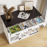 Farmhouse Dog Crate Furniture with Storage Drawers - Large Wooden Kennel & TV Stand