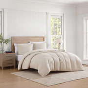 Cotton Matelassé Comforter Set - Full/Queen Beige Textured Bedding with Shams