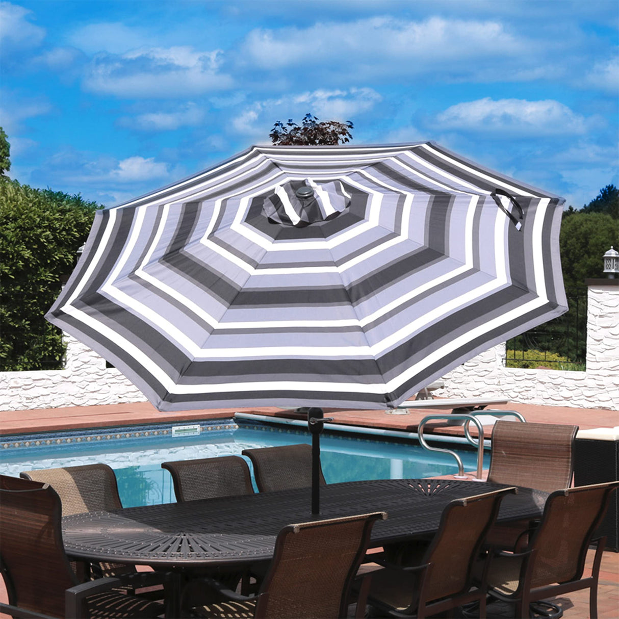 9-Foot Patio Umbrella with Push Button Tilt and Crank