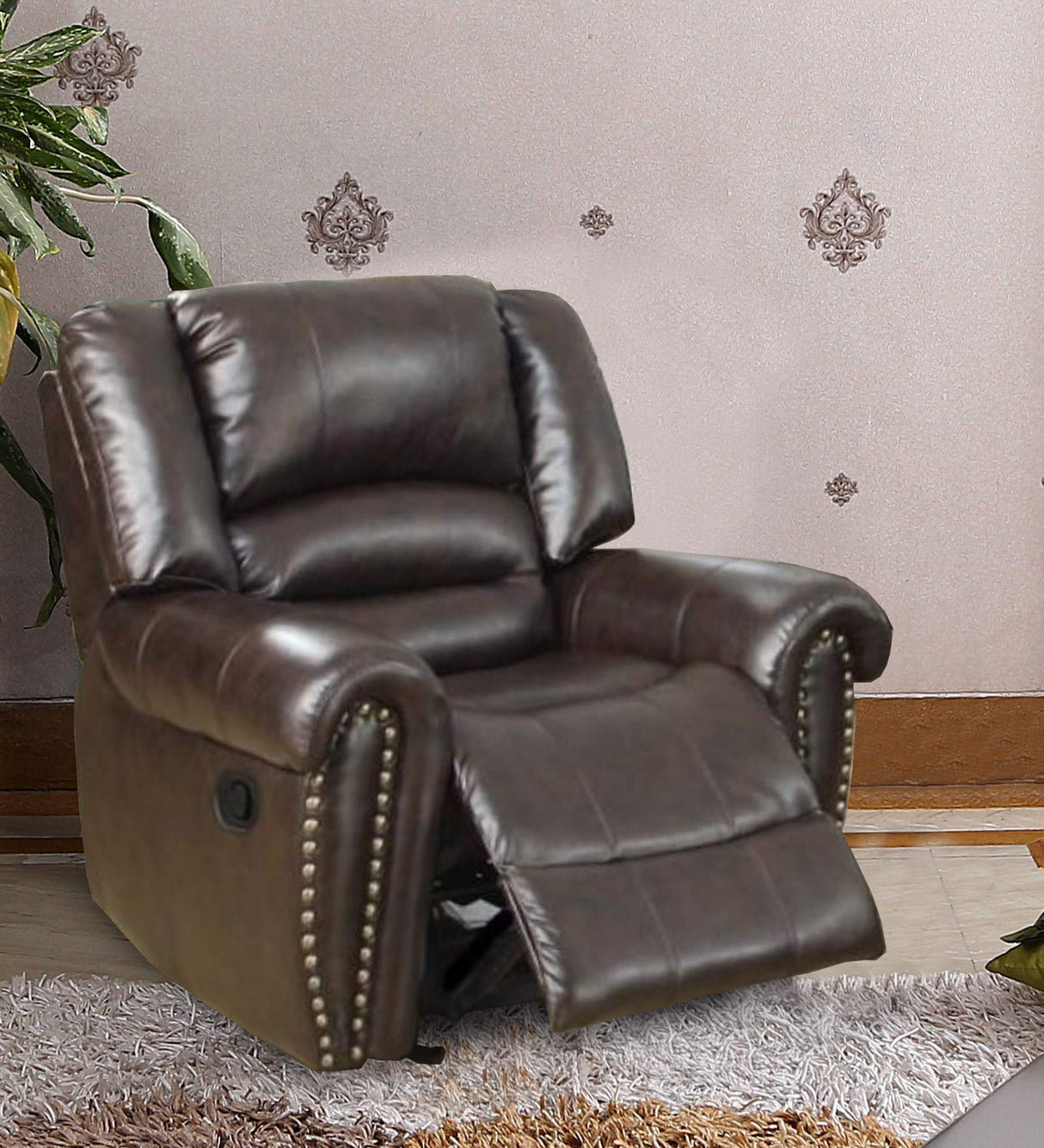 171450 37 x 41 x 39 in. Bonded Leather & Plywood Recliner & Glider Brown