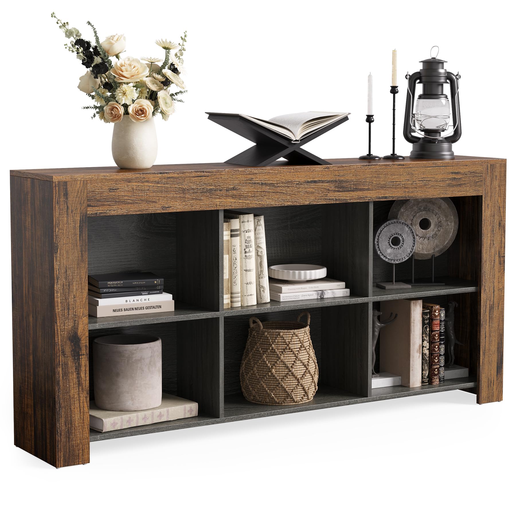 Console Table with Storage, 63-Inch Narrow Long Sofa Table