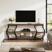 63” Long Console Table, 3 Tier Entryway Table with Storage Shelves, Industrial Sofa Table