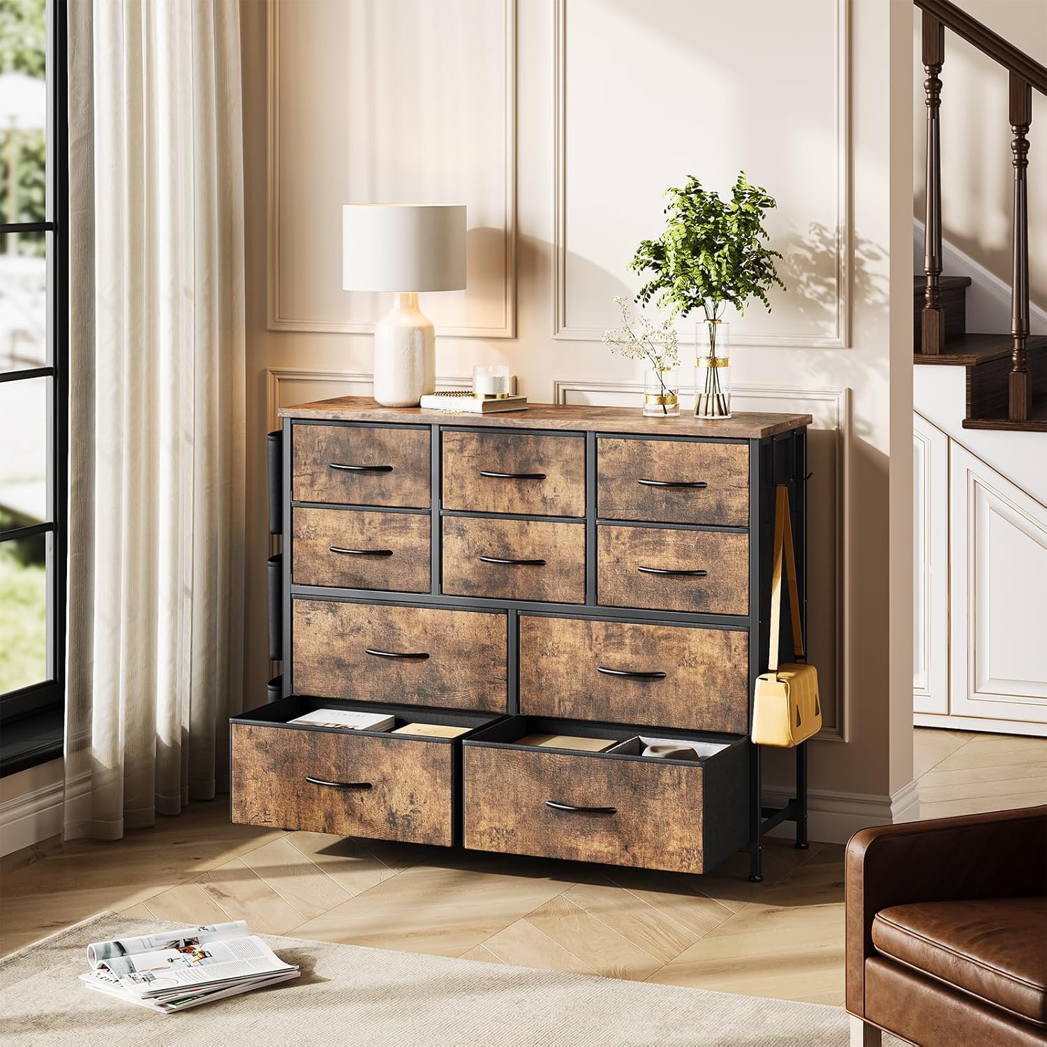 Bedroom, 10 Drawers Fabric Storage Drawer, Chest of Drawers
